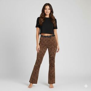 Vintage Velvety Cheetah Print Pants Jones NY Signature 6 Leopard Animal Retro